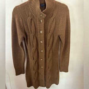 Vintage J McLaughlin cable knit long Cardigan Brown size S